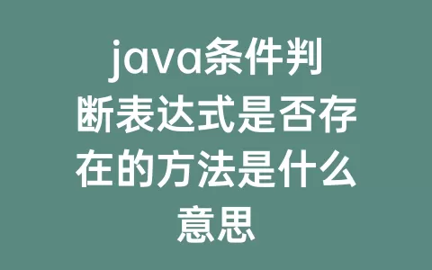 java条件判断表达式是否存在的方法是什么意思