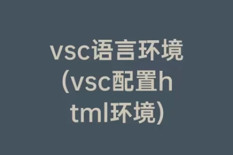 vsc语言环境(vsc配置html环境)