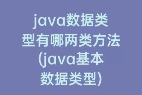 java数据类型有哪两类方法(java基本数据类型)