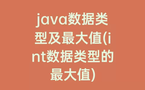 java数据类型及最大值(int数据类型的最大值)