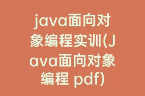 java面向对象编程实训(Java面向对象编程 pdf)