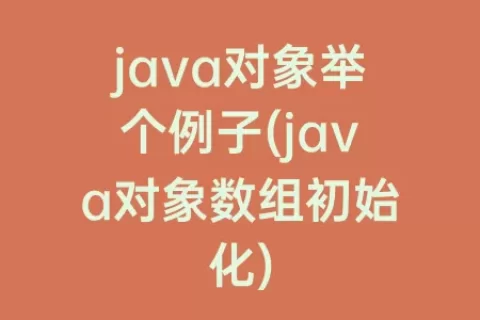 java对象举个例子(java对象数组初始化)