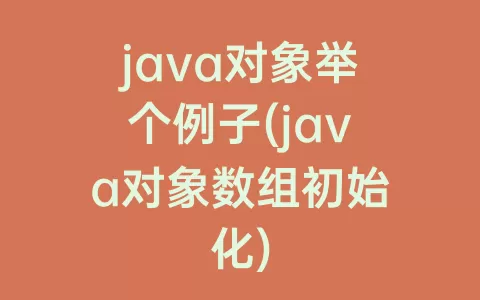 java对象举个例子(java对象数组初始化)