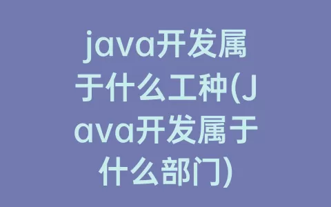 java开发属于什么工种(Java开发属于什么部门)