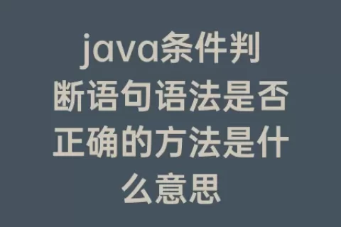 java条件判断语句语法是否正确的方法是什么意思