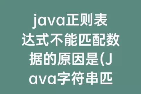 java正则表达式不能匹配数据的原因是(Java字符串匹配正则表达式)