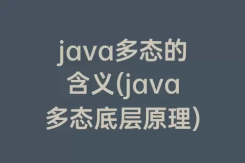 java多态的含义(java多态底层原理)