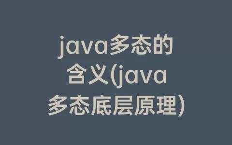 java多态的含义(java多态底层原理)