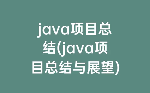 java项目总结(java项目总结与展望)