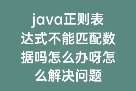java正则表达式不能匹配数据吗怎么办呀怎么解决问题