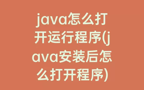 java怎么打开运行程序(java安装后怎么打开程序)
