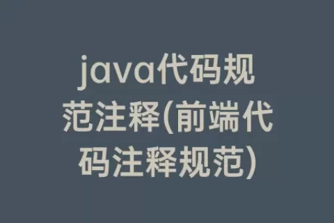 java代码规范注释(前端代码注释规范)