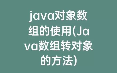 java对象数组的使用(Java数组转对象的方法)