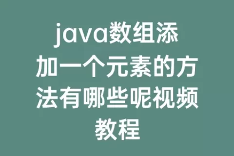 java数组添加一个元素的方法有哪些呢视频教程