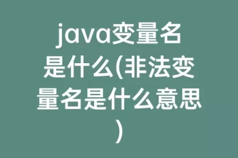 java变量名是什么(非法变量名是什么意思)