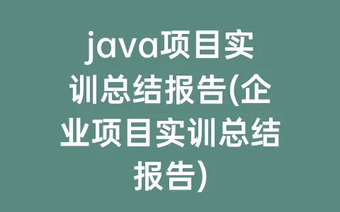 java项目实训总结报告(企业项目实训总结报告)