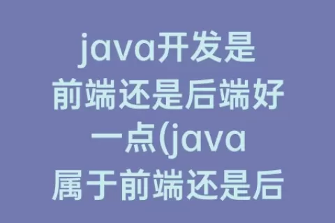 java开发是前端还是后端好一点(java属于前端还是后端开发)