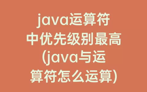 java运算符中优先级别最高(java与运算符怎么运算)