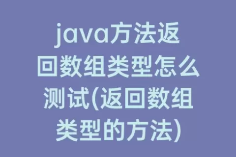 java方法返回数组类型怎么测试(返回数组类型的方法)