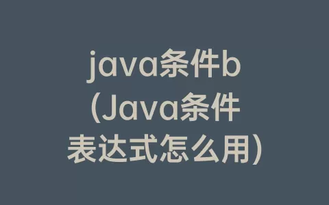 java条件b(Java条件表达式怎么用)