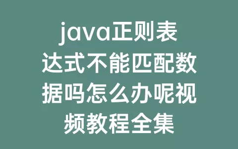 java正则表达式不能匹配数据吗怎么办呢视频教程全集
