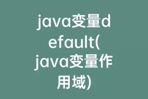 java变量default(java变量作用域)
