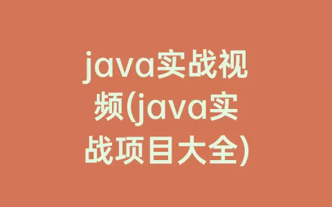 java实战视频(java实战项目大全)