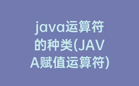 java运算符的种类(JAVA赋值运算符)
