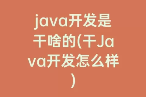 java开发是干啥的(干Java开发怎么样)