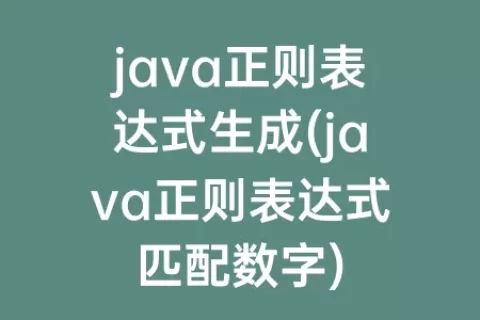 java正则表达式生成(java正则表达式匹配数字)