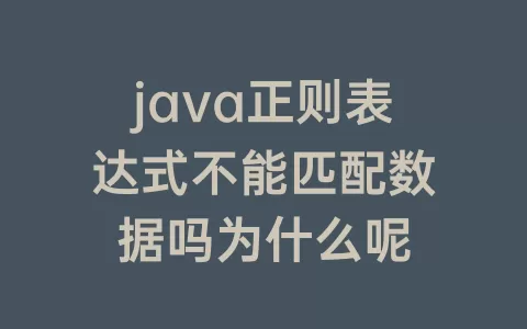 java正则表达式不能匹配数据吗为什么呢
