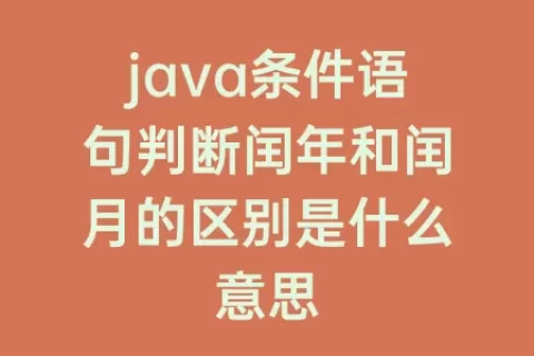 java条件语句判断闰年和闰月的区别是什么意思