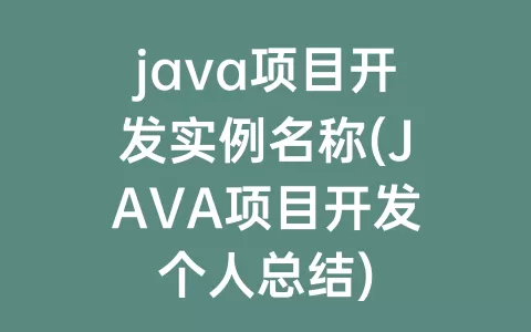 java项目开发实例名称(JAVA项目开发个人总结)