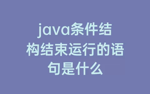 java条件结构结束运行的语句是什么