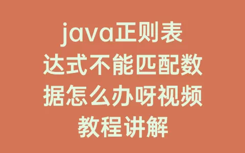 java正则表达式不能匹配数据怎么办呀视频教程讲解
