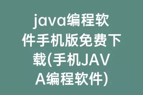java编程软件手机版免费下载(手机JAVA编程软件)