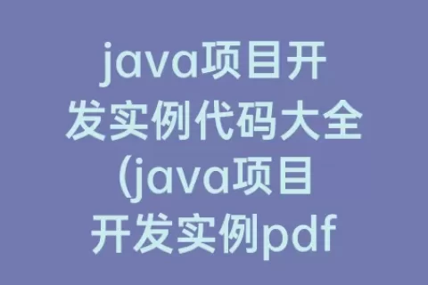 java项目开发实例代码大全(java项目开发实例pdf)