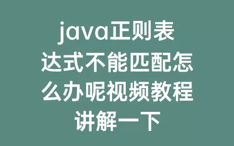 java正则表达式不能匹配怎么办呢视频教程讲解一下