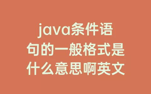java条件语句的一般格式是什么意思啊英文
