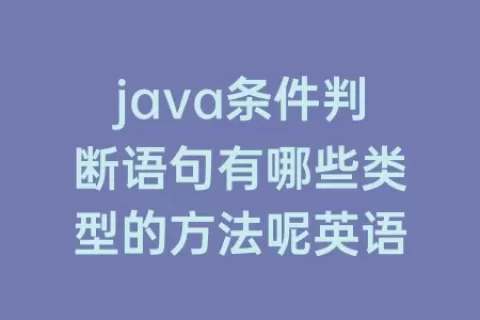 java条件判断语句有哪些类型的方法呢英语