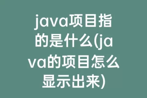 java项目指的是什么(java的项目怎么显示出来)