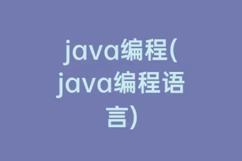 java编程(java编程语言)