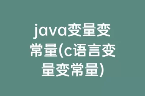 java变量变常量(c语言变量变常量)