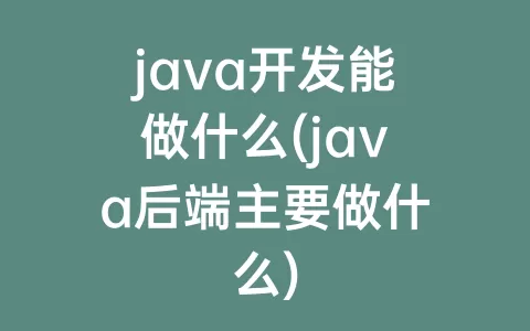 java开发能做什么(java后端主要做什么)