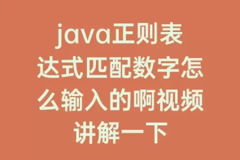 java正则表达式匹配数字怎么输入的啊视频讲解一下