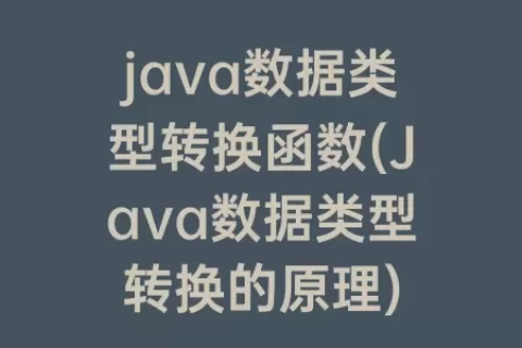 java数据类型转换函数(Java数据类型转换的原理)