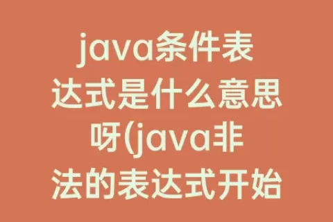 java条件表达式是什么意思呀(java非法的表达式开始是什么意思)