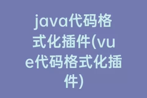java代码格式化插件(vue代码格式化插件)