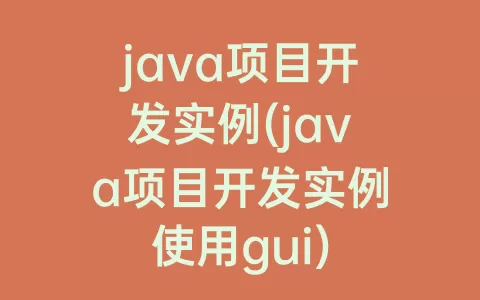 java项目开发实例(java项目开发实例使用gui)
