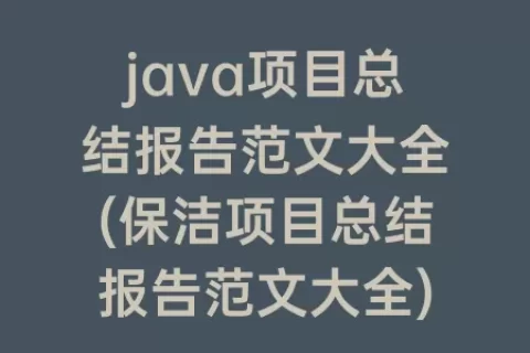 java项目总结报告范文大全(保洁项目总结报告范文大全)
